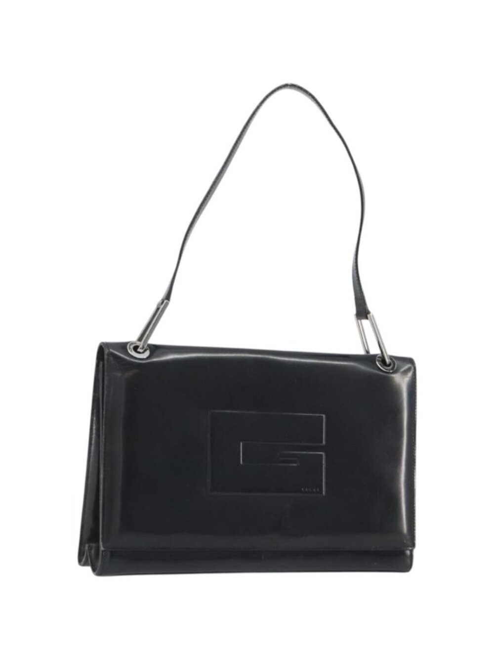 GUCCI Shoulder Bag Patent Leather Black Silver 001 2033